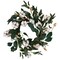 Northlight White Cotton Flowers with Foliage Spring Twig Wreath - 18" - Unlit